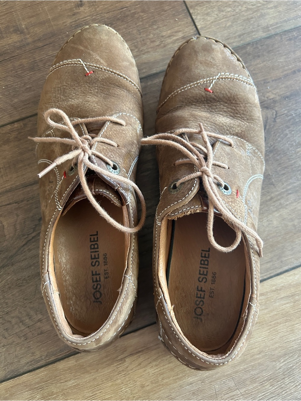 Josef Seibel Brown Leather Comfort Lace-Up Shoes - EU 40 / US 9-9.5